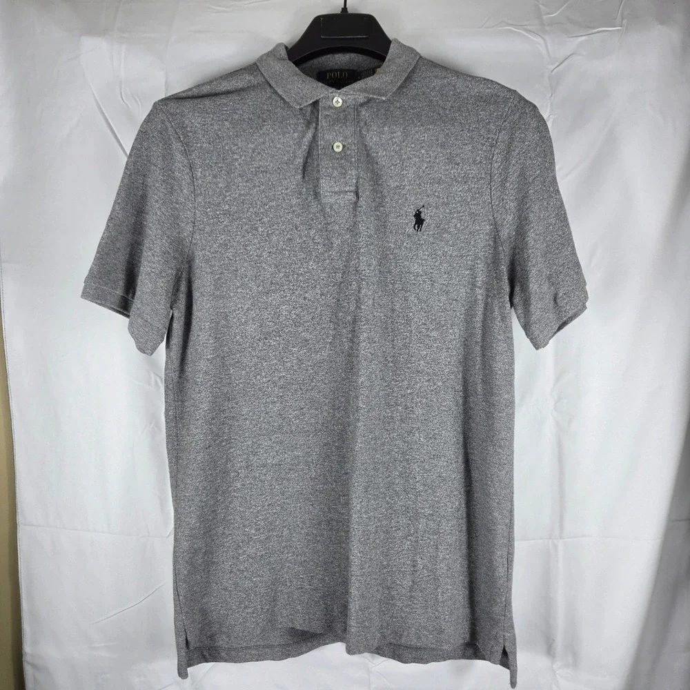 Polo Ralph Lauren Mens Classic Fit Gray Heather Short Sleeve Polo Shirt Size M